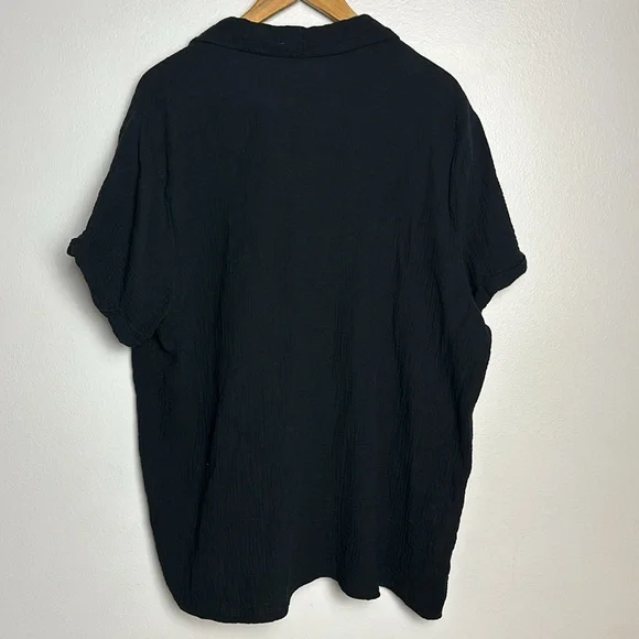 Peace Love World Gauze Popover Shirt Black Large - Picture 5 of 9